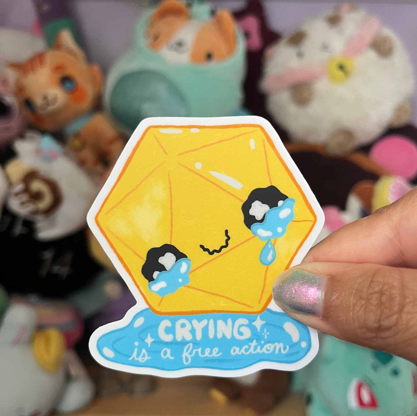 Crying is a free action matte vinyl sticker