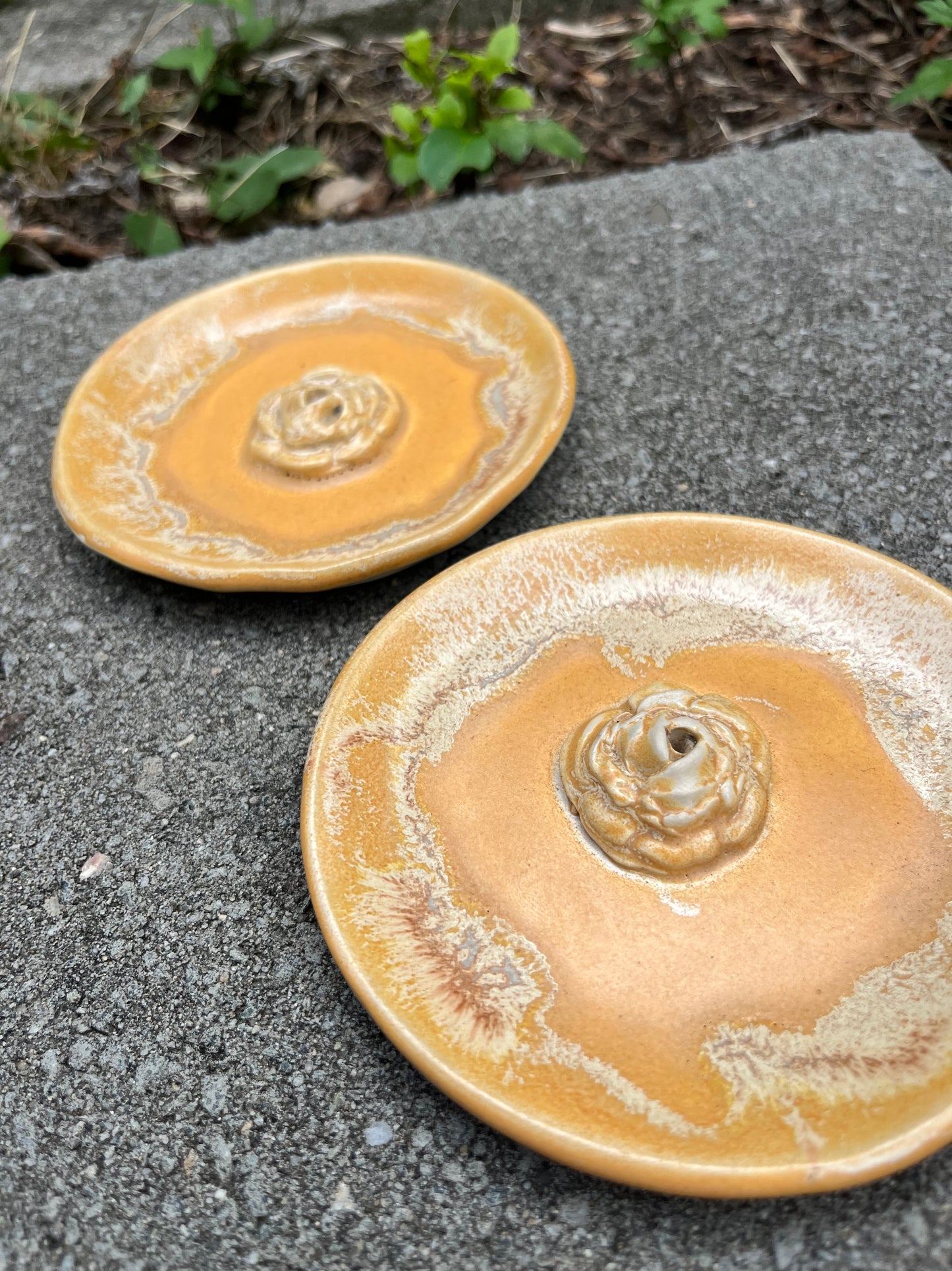 Orange flower ring dish