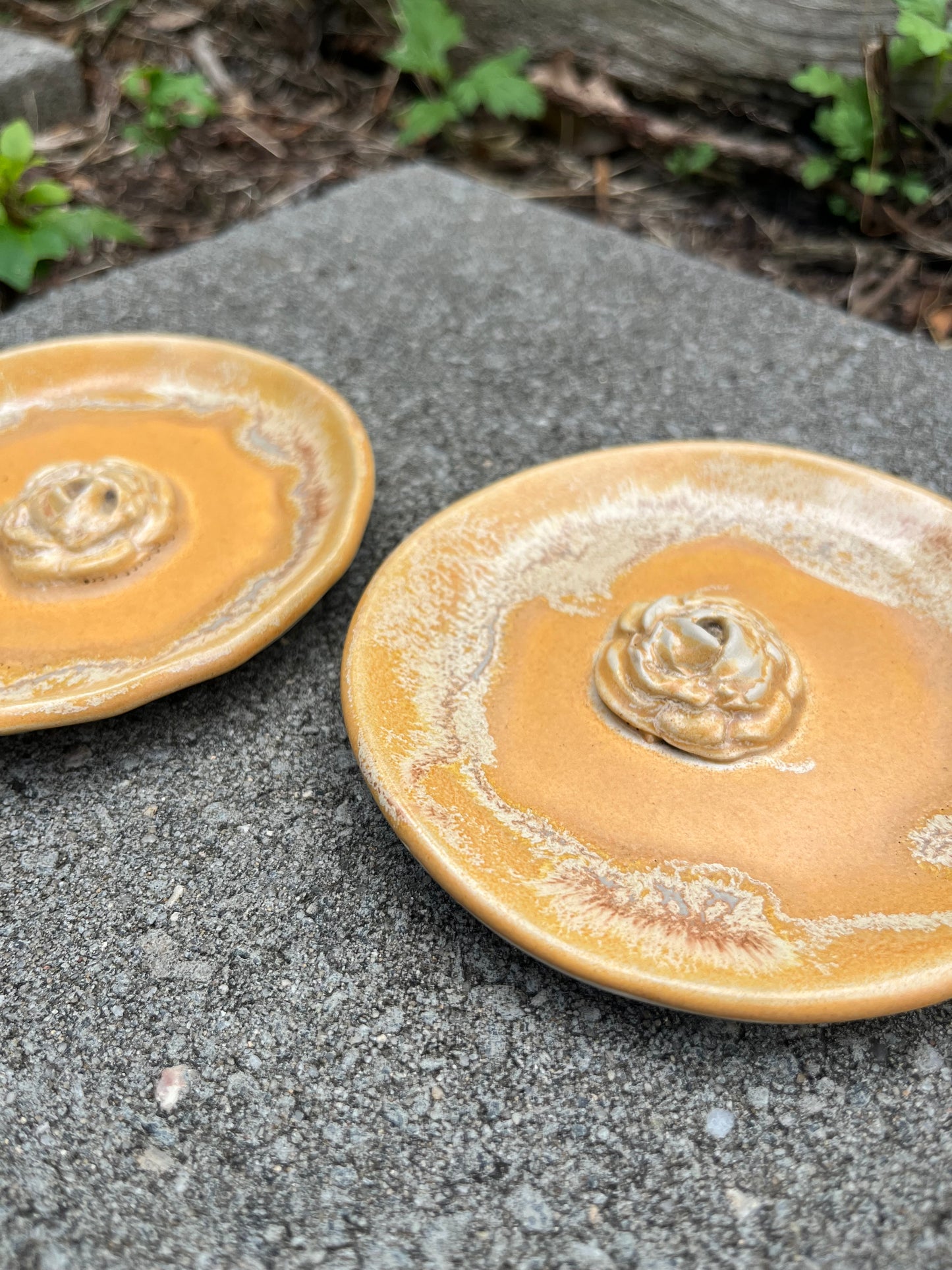 Orange flower ring dish