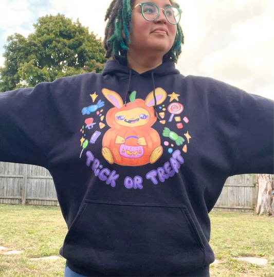 Trick or Treat Pumpkin Bunny Hoodie