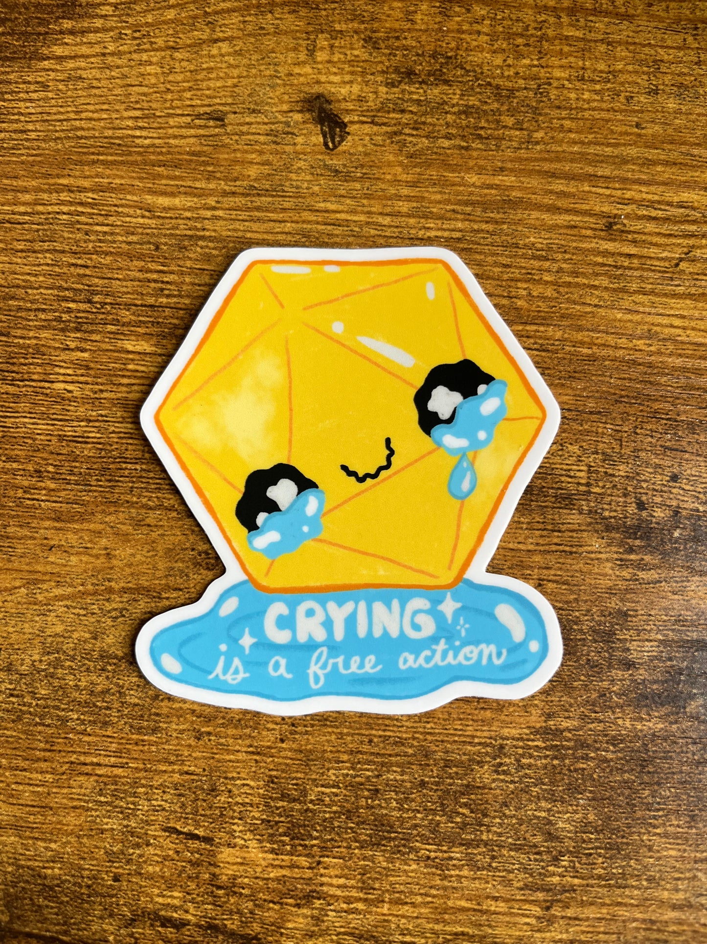 Crying is a free action matte vinyl sticker