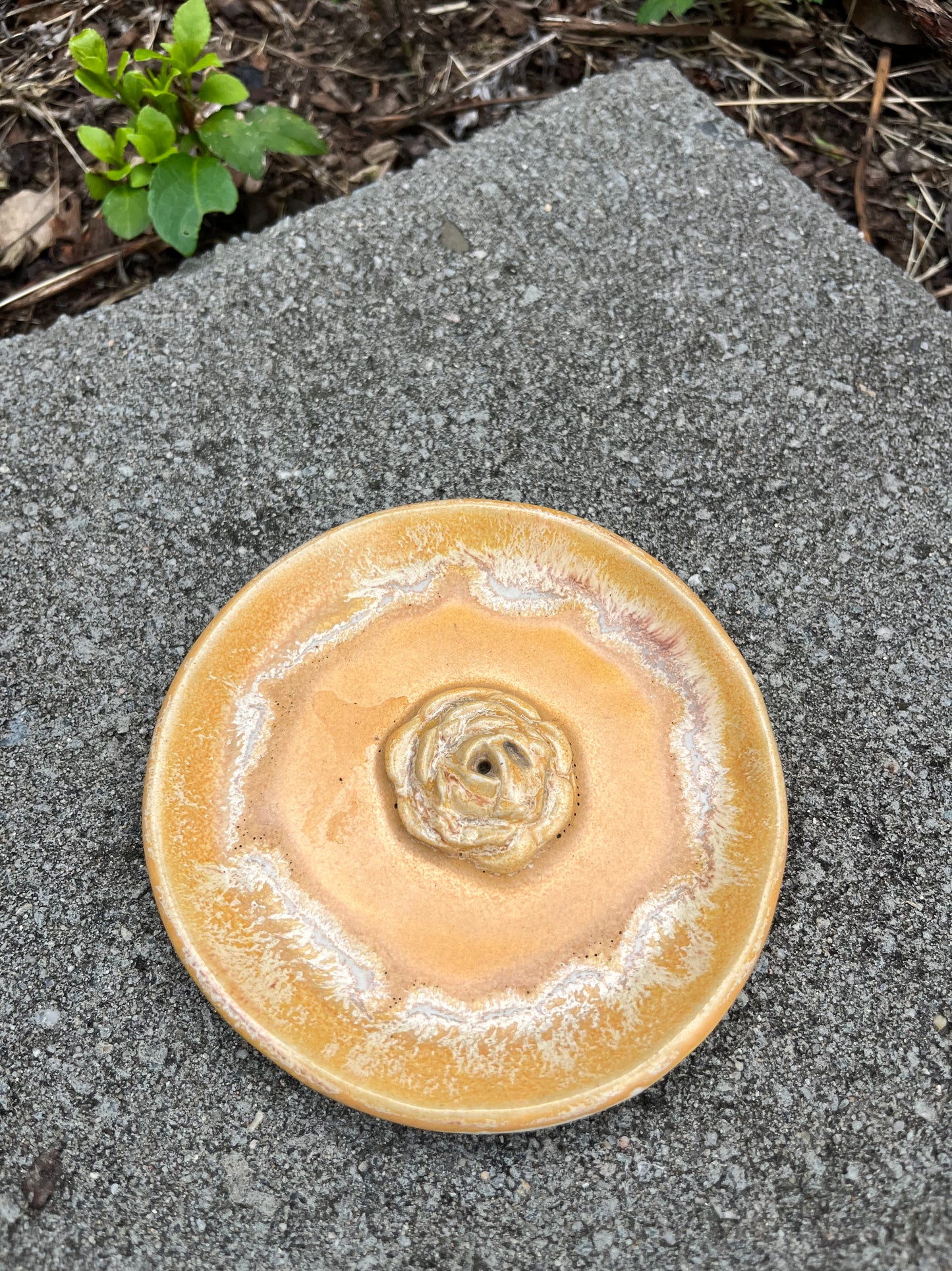 Orange flower ring dish